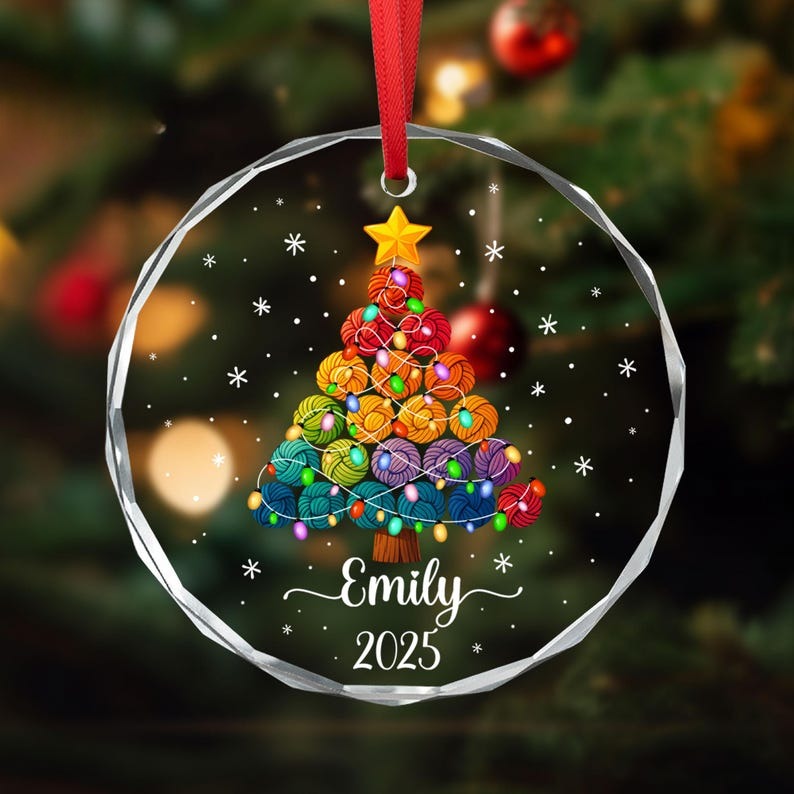 Personalized Knitting & Crochet Ornament, Custom Name Crocheter Christmas Ornament,Knitting Ornament,Yarn Crochet Lover Gift for Mom Grandma