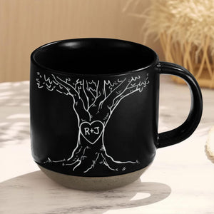 Personalised Engraved Couple Pottery Mug, Custom Carved Initials In A Heart Tree Wedding Mug, Engagement Gifts, Wedding Gifts, Bridal Shower