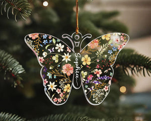 Personalized Butterfly with Kids Name, Butterfly Christmas Ornament, Custom Girls Name Ornament, Gift for Grandkids, Christmas Decor 2025