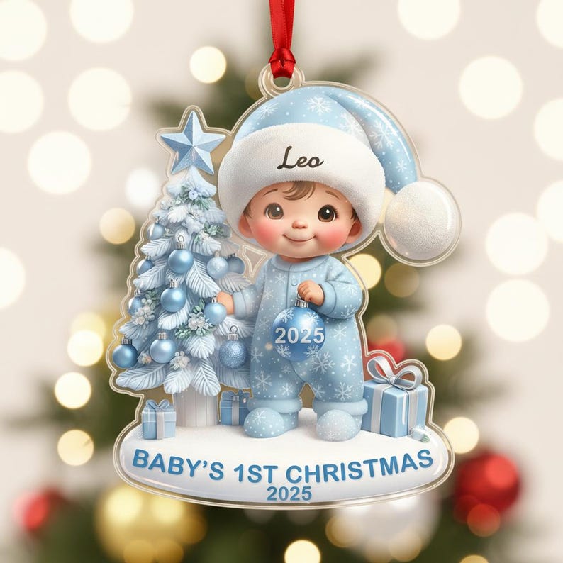 Baby's First Christmas Ornament, Personalized Newborn Christmas Ornament, Acrylic Christmas Ornament For Custom Baby, New Baby Gift
