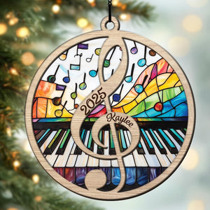 Personalized Piano Keys Acrylic Suncatcher, Custom Christmas Ornaments, Christmas Gift for Christmas Tree Decor, Piano Gifts for Pianist
