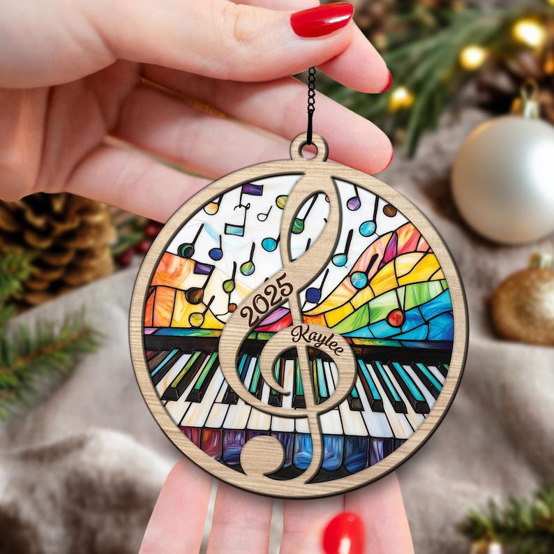 Personalized Piano Keys Acrylic Suncatcher, Custom Christmas Ornaments, Christmas Gift for Christmas Tree Decor, Piano Gifts for Pianist