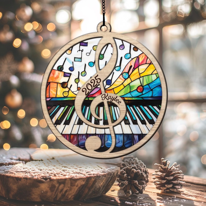 Personalized Piano Keys Acrylic Suncatcher, Custom Christmas Ornaments, Christmas Gift for Christmas Tree Decor, Piano Gifts for Pianist