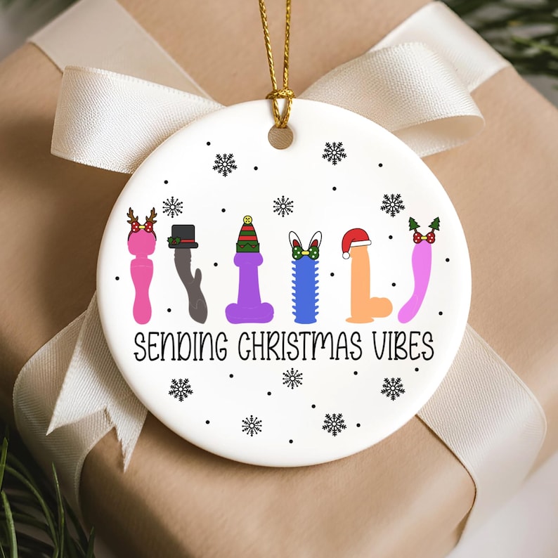 Sending Christmas Vibes Ornaments, Funny Adult Christmas Ornament, Funny Christmas 2025, Gift For Friends, Gag Gift, Christmas Gifts