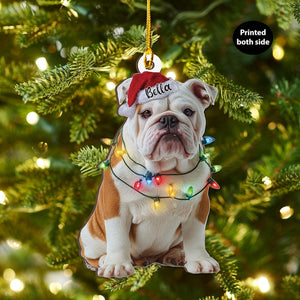 Personalized English Bulldog Christmas  Ornament, Flat 2D Holiday Tree Decor Gift for Dog Lovers, Families, Pet Keepsakef Gift