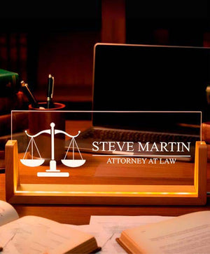 Attorney at Law Personalized Desk Lamp - Custom Name LED Office Light Gift for Lawyer, Law School Graduate, Career Promotion or Keepsake