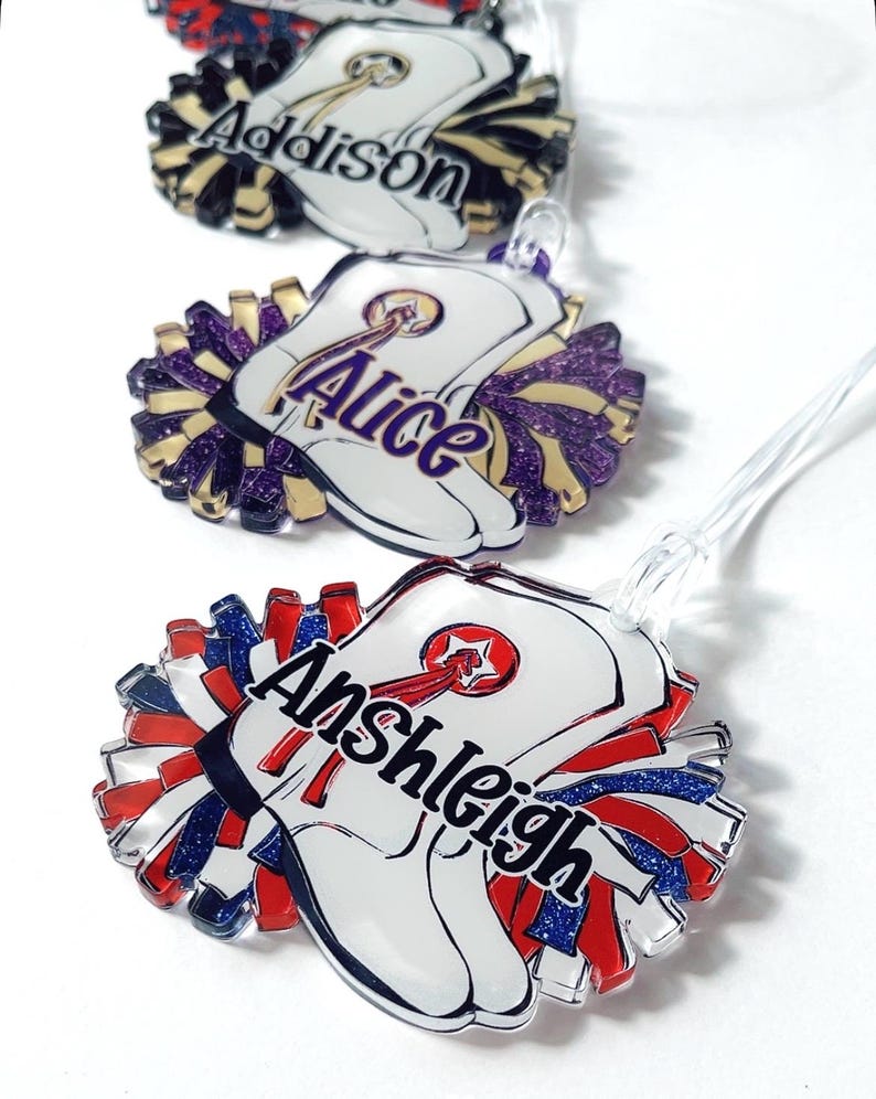 Drill Boots Bag Tag Personalized Pom Pom Tag, Custom Name Tag for Backpacks, Drill Teams, Cheerleader Gift, School Spirit Acrylic Tag