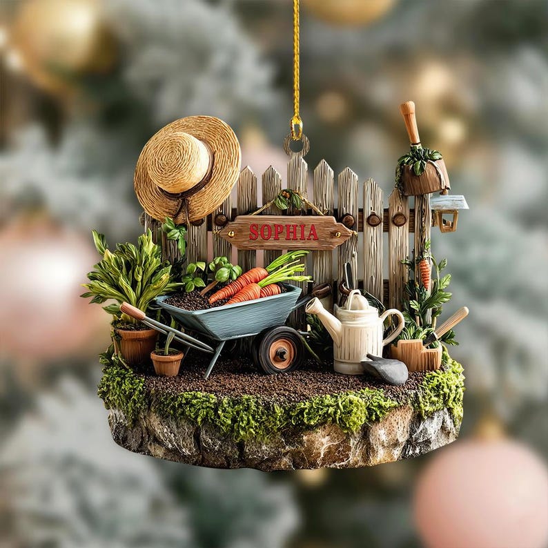 Personalized Gardener Christmas Ornament: Vibrant Acrylic Hanging Decoration