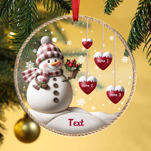 Personalized 1-8 Family Names Christmas Ornament, Acrylic Snowman Family Hanging Ornament, Christmas Gift for Grandma/Mom, Xmas Tree Decor