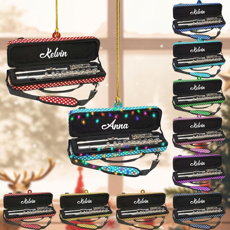 Personalized Flute Ornaments,Flute Musical Instruments Ornaments,Flute Christmas Ornament, Music Lover Gifts, Flute Ornaments for Christmas