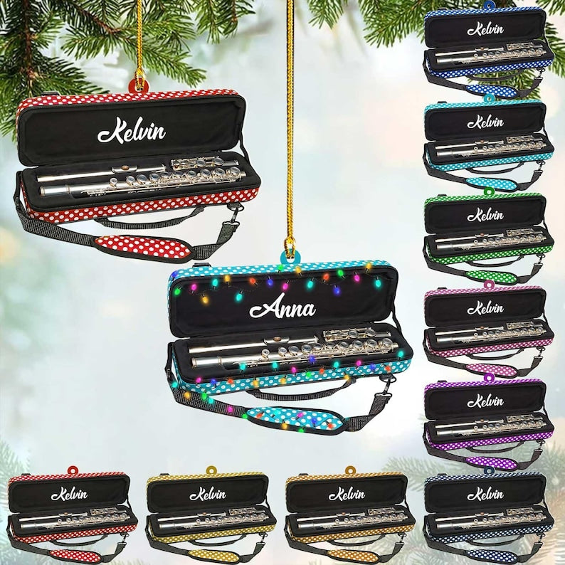 Personalized Flute Ornaments,Flute Musical Instruments Ornaments,Flute Christmas Ornament, Music Lover Gifts, Flute Ornaments for Christmas