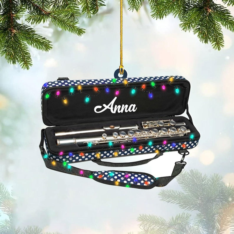 Personalized Flute Ornaments,Flute Musical Instruments Ornaments,Flute Christmas Ornament, Music Lover Gifts, Flute Ornaments for Christmas