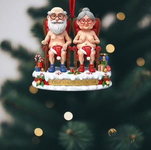 Personalized Funny Couple 2D Flat Ornament, Christmas Keepsake for Partners I want to Grow Old With You Holiday Gift, Anniversary Ornament