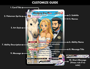 Personalized Anniversary Card, Custom Couples PKM Cards, Couple Anniversary Gift, Anime Wedding Gift, Gift for Him or Her, Birthday Gift