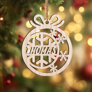 Personalized Snowflake Wood Christmas Ornament Custom Name Holiday Decoration, Unique Gift Keepsake for Families, Friends & Loved Ones