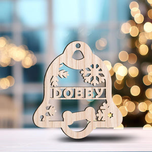 Personalized Bell Wood Christmas Ornament Custom Name Snowflake Design Holiday Decoration, Unique Xmas Gift Keepsake for Family & Friends