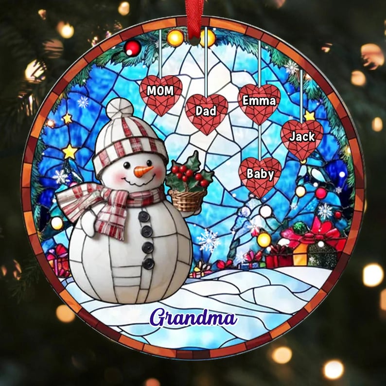 Custom Snowman Family Christmas Ornament Personalized Grandma Christmas Ornament Custom Acrylic Christmas Decoration Christmas Tree Decor