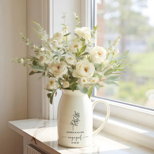 Personalized Ceramic Wedding Flower Vase With Name & Date, Custom Engagement Flower Vase, Gift for Newlywed, Engagement Gift, Wedding Gift