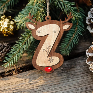 Personalized Christmas Name Ornament, Custom Reindeer Letter Ornaments, Reindeer Family Christmas Ornament, Family Name Christmas Ornament