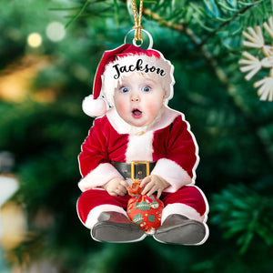 Custom Face Baby Photo Ornament: Kids in Christmas Costumes Acrylic Keepsake