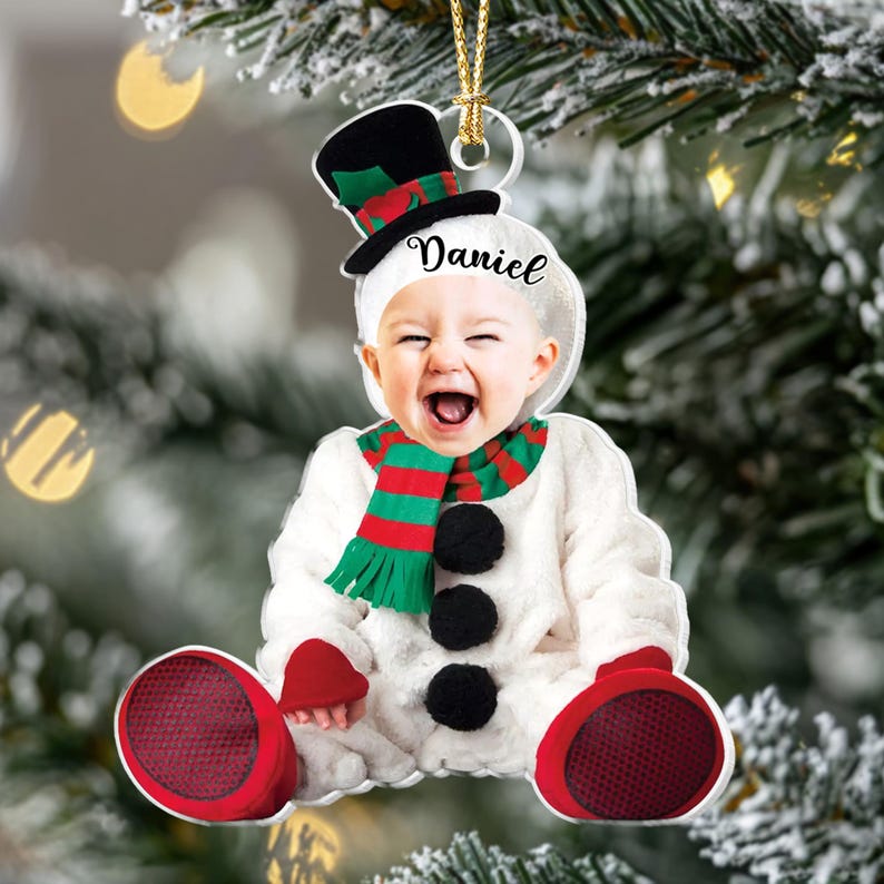 Custom Face Baby Photo Ornament: Kids in Christmas Costumes Acrylic Keepsake