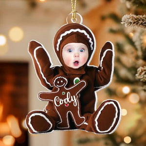 Custom Face Baby Photo Ornament: Kids in Christmas Costumes Acrylic Keepsake