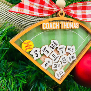 Baseball Softball Team Personalized Ornament | Custom Player Ornament | Coach Gift | Shaker Ornament | Team Christmas Ornament