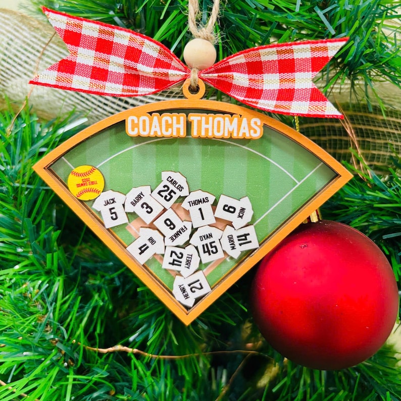 Baseball Softball Team Personalized Ornament | Custom Player Ornament | Coach Gift | Shaker Ornament | Team Christmas Ornament