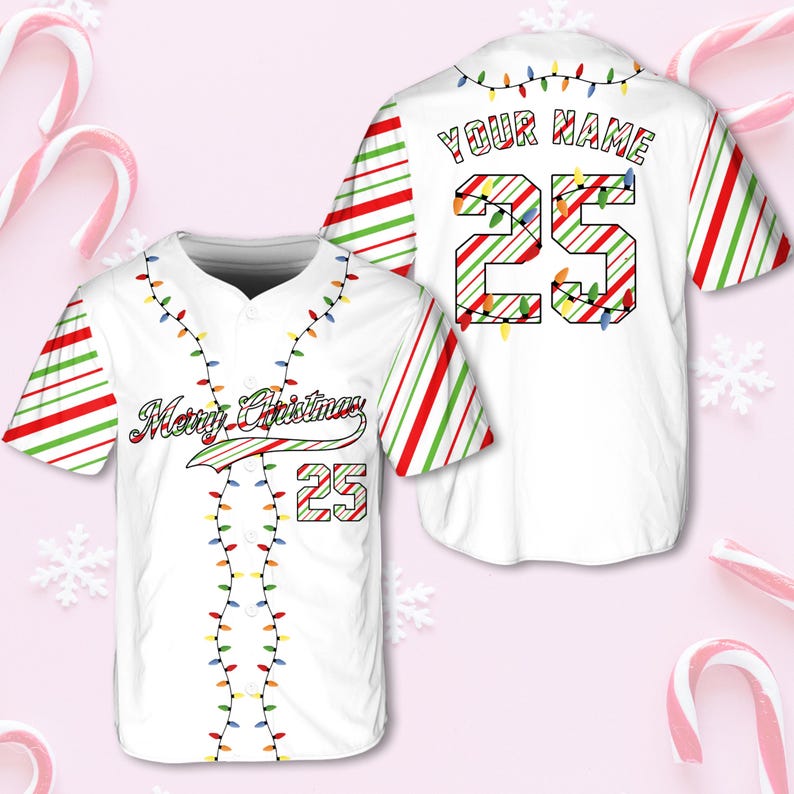 Christmas Jersey Personalized Jersey Merry Christmas Shirt Baseball Christmas Family Xmas Shirt Custom Baseball Shirt Holiday Jersey