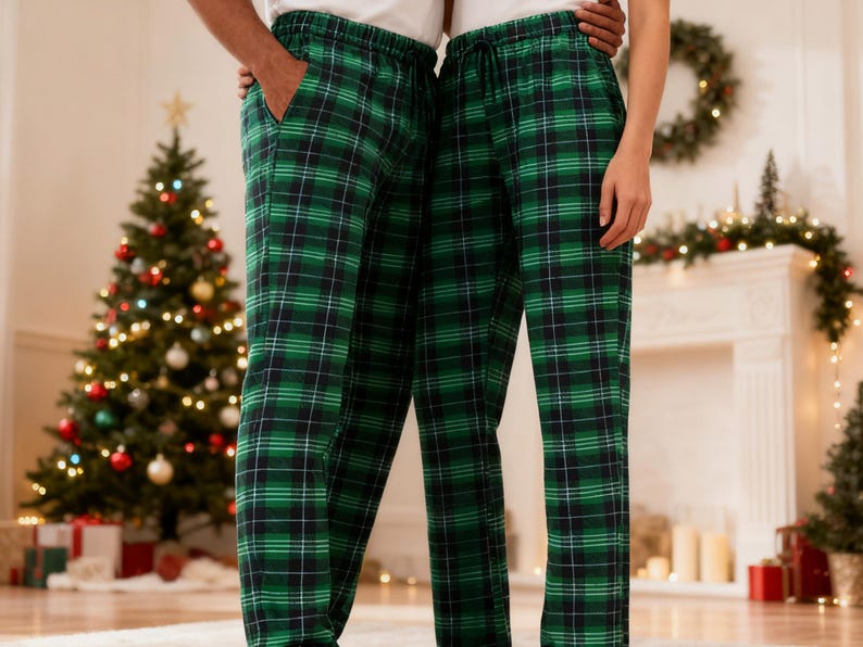 Christmas Pants For Family, Buffalo Plaid Pants, Christmas Kids Adult Matching Pants, Multi Color Plaid Pajama Pants Christmas Pajamas Pants
