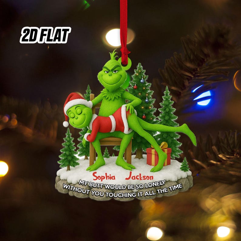 Personalized Merry Grinchmas Mr Mrs Ornament, Green Monster Couple Christmas Ornament, Green Couple Ornament Anniversary Gift