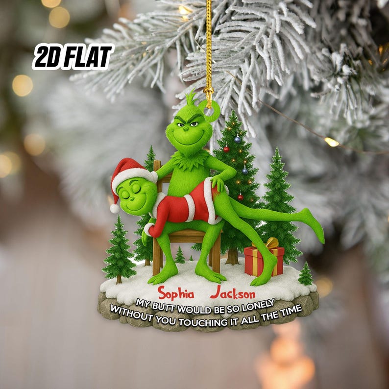 Personalized Merry Grinchmas Mr Mrs Ornament, Green Monster Couple Christmas Ornament, Green Couple Ornament Anniversary Gift