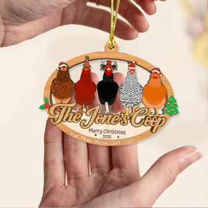 Custom 2 Layered Wooden Family Chicken Coop Ornament: Family Members Name