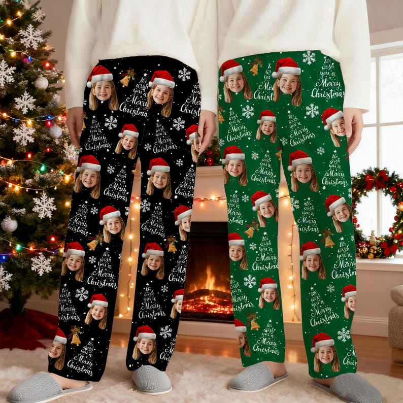 Personalize Christmas Pajamas with Face,Pajamas with Photo,Custom Pajama Pants,Family Pajamas,Mens Pajamas,Women's Pajamas,Christmas Gifts