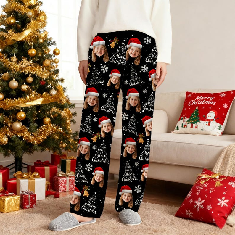 Personalize Christmas Pajamas with Face,Pajamas with Photo,Custom Pajama Pants,Family Pajamas,Mens Pajamas,Women's Pajamas,Christmas Gifts