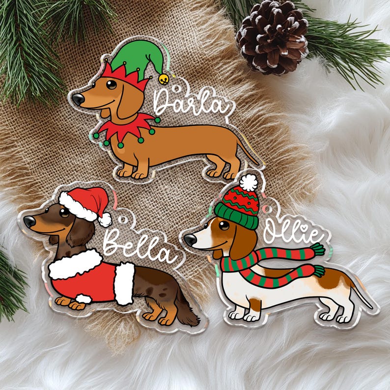 Personalized Dachshund Christmas Ornament: Dachshund Lovers Gift Custom Christmas Ornament Christmas Tree Decoration