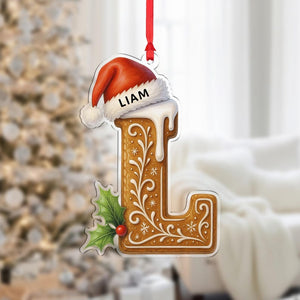 Personalized Gingerbread Letter Acrylic Ornament: Custom Name Christmas Tree Decor