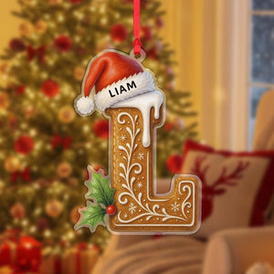 Personalized Gingerbread Letter Acrylic Ornament: Custom Name Christmas Tree Decor