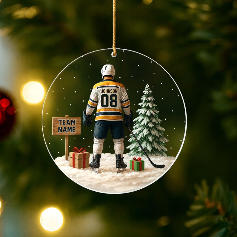 Personalized Hockey Ornament: Goalie, Jersey, Team Gift