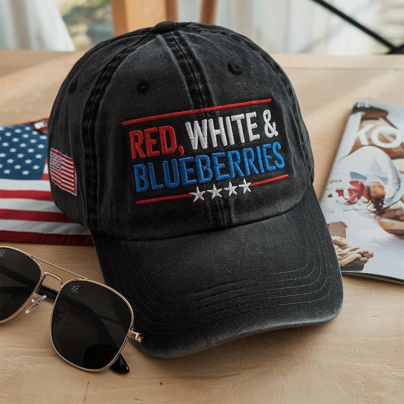Embroidered Red White & Blueberries Charlie Kirk Memorial Freedom Hat,Charlie Kirk Cap,Support Charlie Kirk hat justice for Charlie Kirk Hat