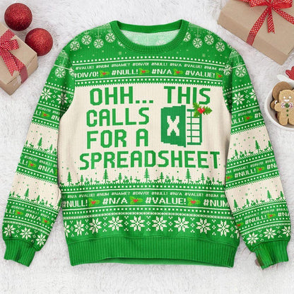 This Calls For A Spreadsheet Ugly Sweater, Humorous Christmas Shirt for Coworkers, Boss Holiday Gift, Funny Office Attire