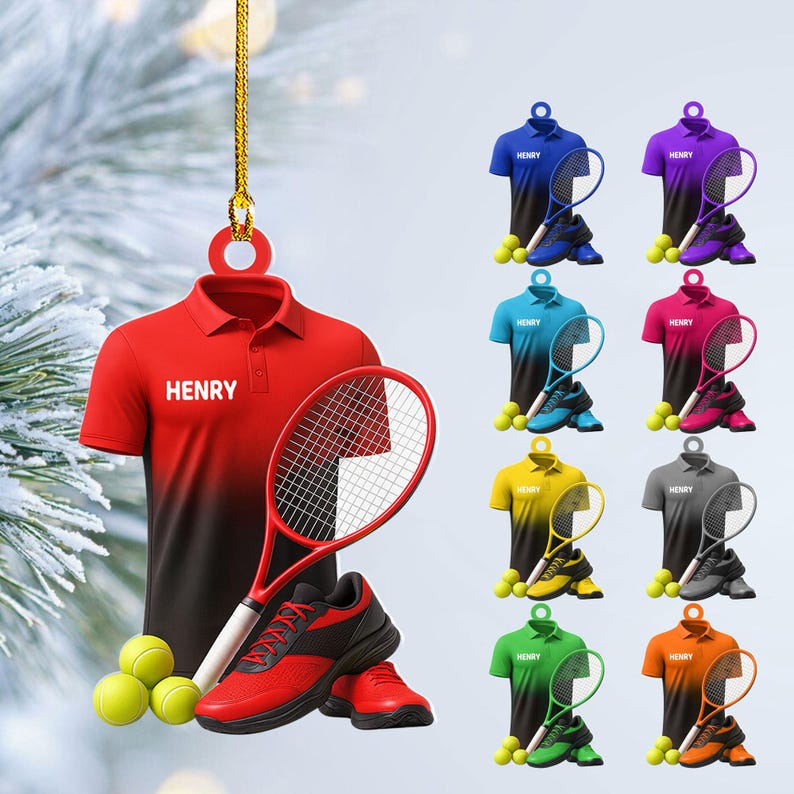 Personalized Tennis Christmas Ornament: Custom Name & Jersey (2D Flat)