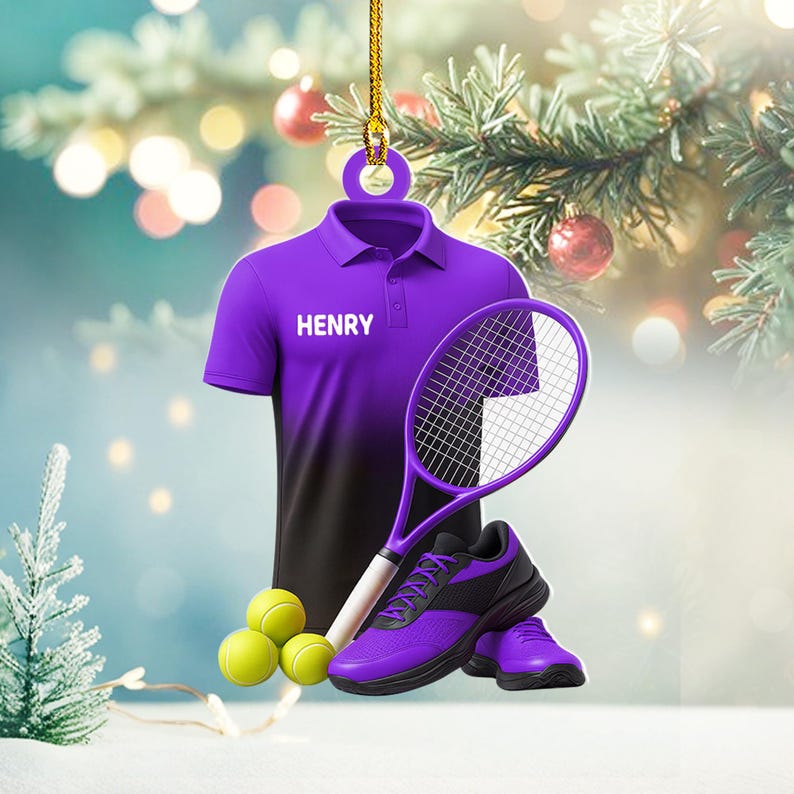 Personalized Tennis Christmas Ornament: Custom Name & Jersey (2D Flat)