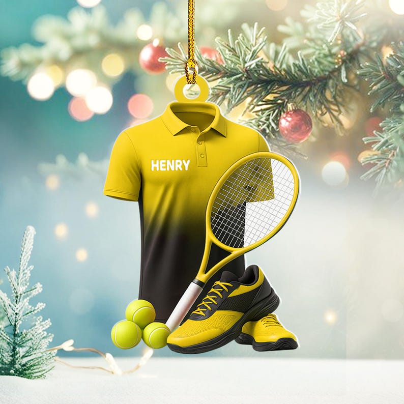 Personalized Tennis Christmas Ornament: Custom Name & Jersey (2D Flat)