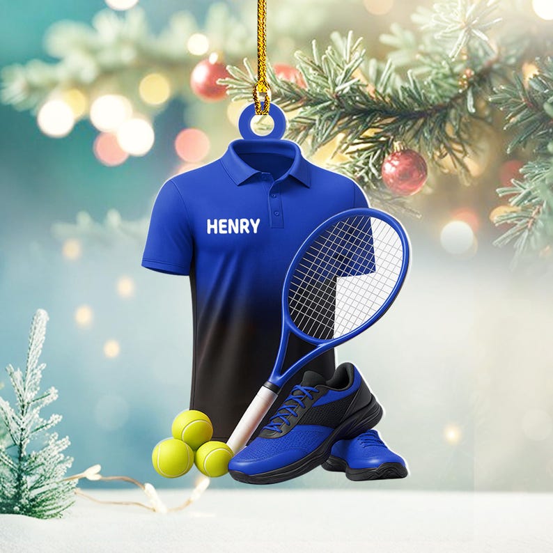 Personalized Tennis Christmas Ornament: Custom Name & Jersey (2D Flat)