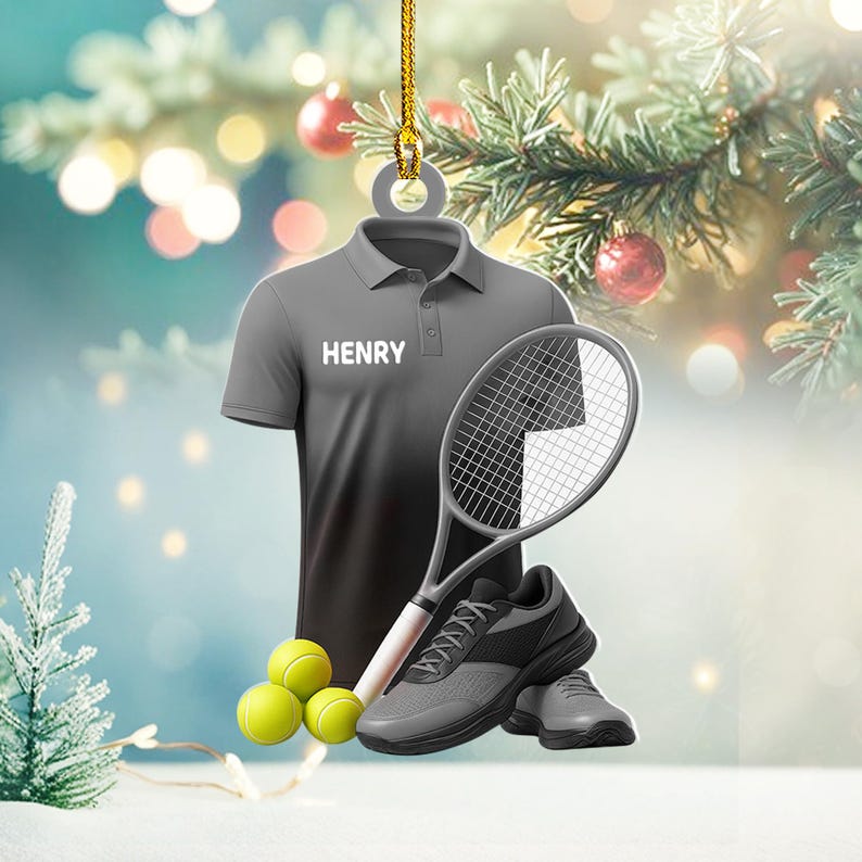 Personalized Tennis Christmas Ornament: Custom Name & Jersey (2D Flat)