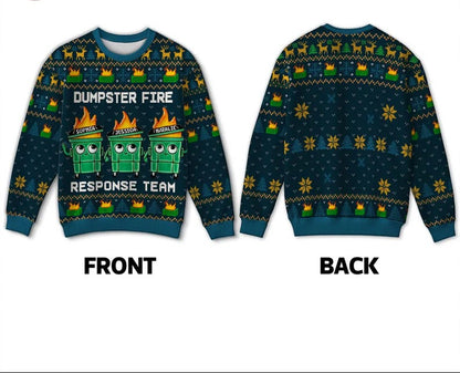 I'm Fine Everything Is Fine Dumpster Fire Funny Office Staff Ugly Christmas Sweater,Holiday Jumper, Funny Xmas Party Top, Friends Gift