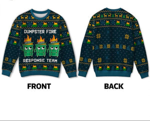 I'm Fine Everything Is Fine Dumpster Fire Funny Office Staff Ugly Christmas Sweater,Holiday Jumper, Funny Xmas Party Top, Friends Gift
