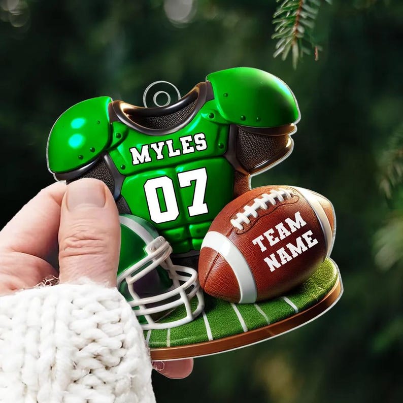 Personalized Football Christmas Ornament, Football Player Ornament, Christmas Gift Football Player, Gift For Football Lover, Game Day Gift