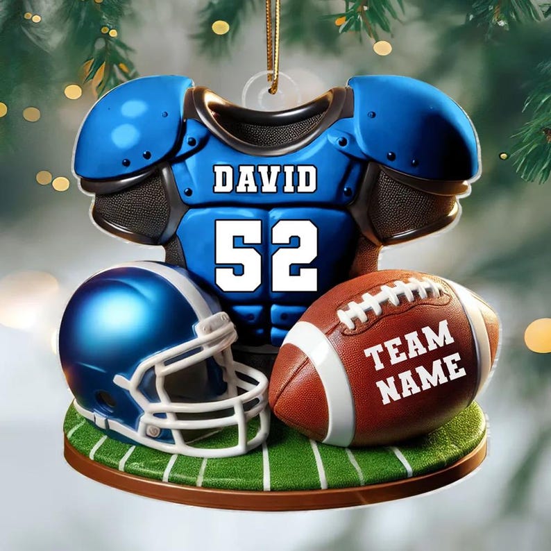 Personalized Football Christmas Ornament, Football Player Ornament, Christmas Gift Football Player, Gift For Football Lover, Game Day Gift